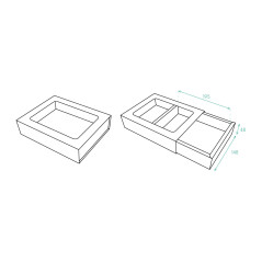 Box mit doppelten Wänden und Hülse