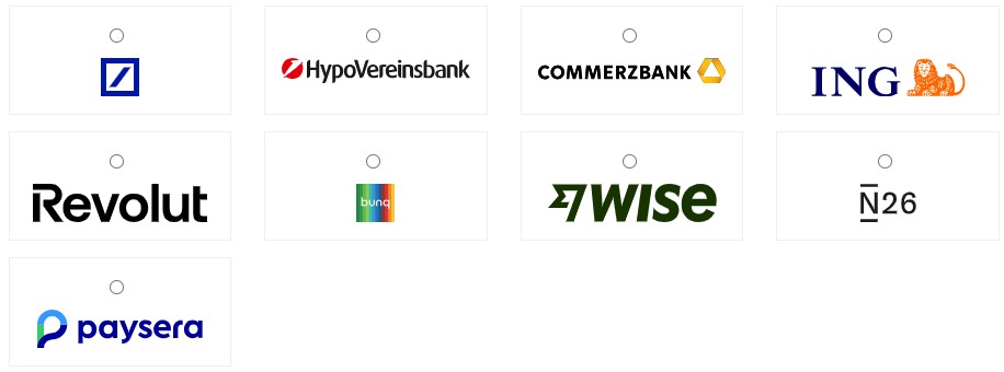 Bank payment methods